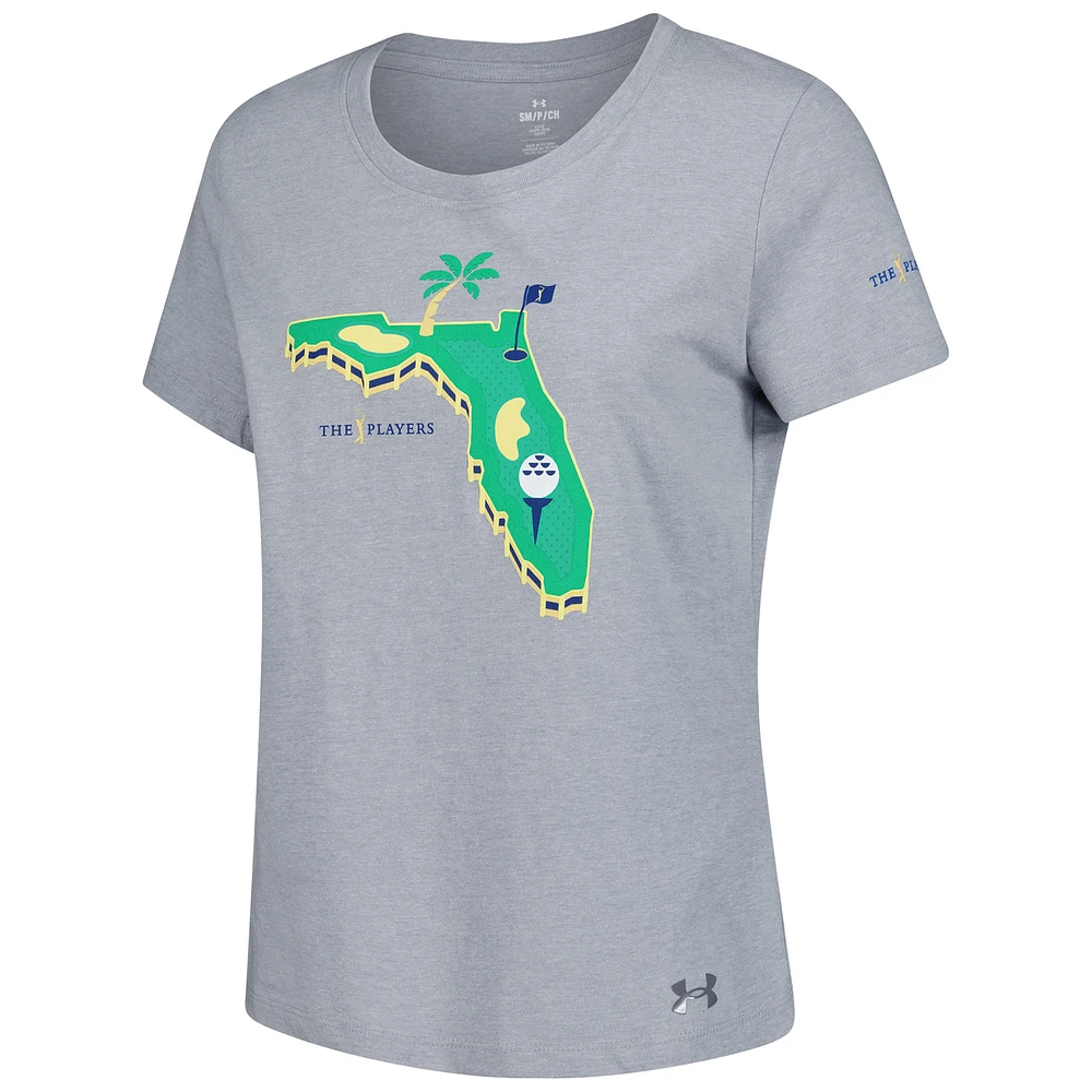 T-shirt de performance pour femme Under Armour Heather Grey THE PLAYERS