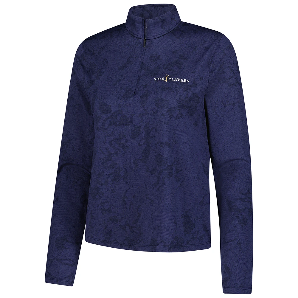 Women's Under Armour  Navy THE PLAYERS Rose Jacquard Quarter-Zip Pullover