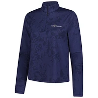 Women's Under Armour  Navy THE PLAYERS Rose Jacquard Quarter-Zip Pullover