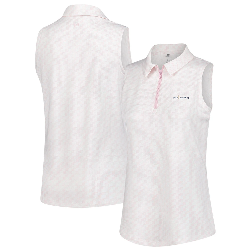 Women's Under Armour  Pink THE PLAYERS Drive Clubhouse Grid Sleeveless Polo