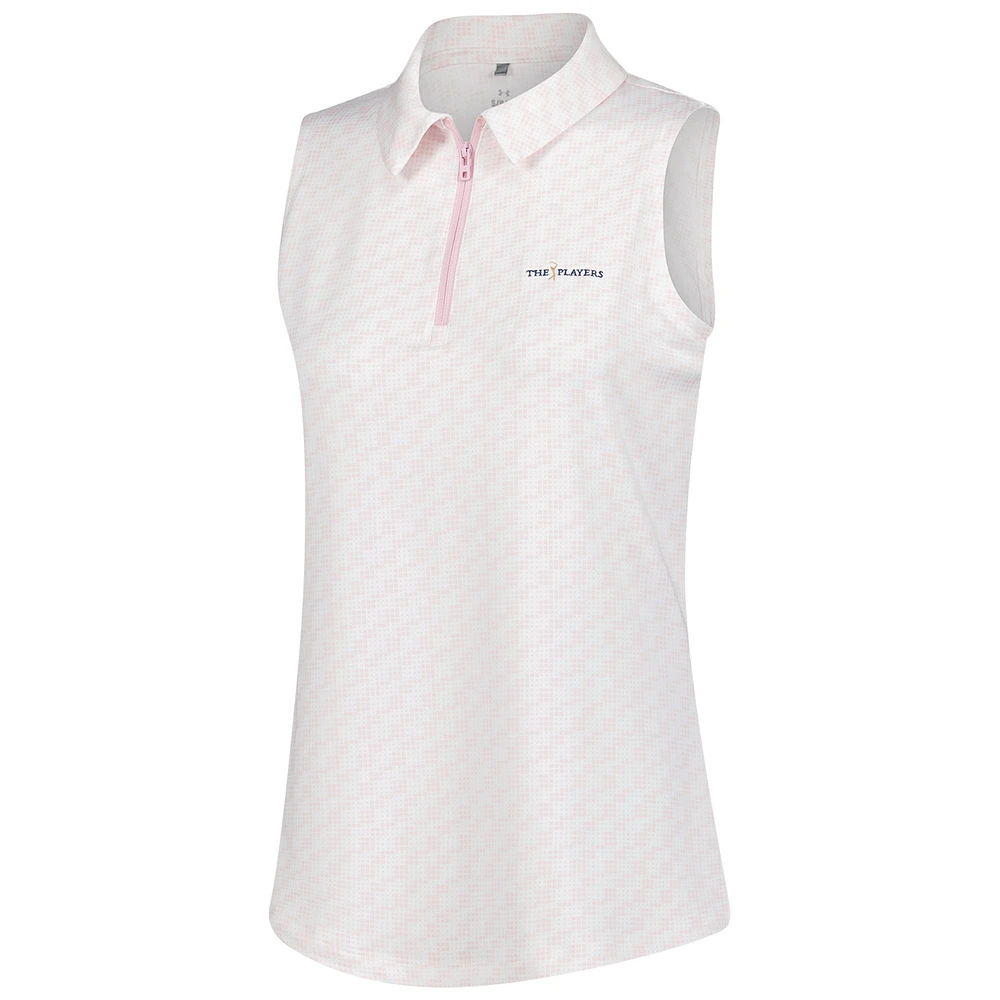 Women's Under Armour  Pink THE PLAYERS Drive Clubhouse Grid Sleeveless Polo