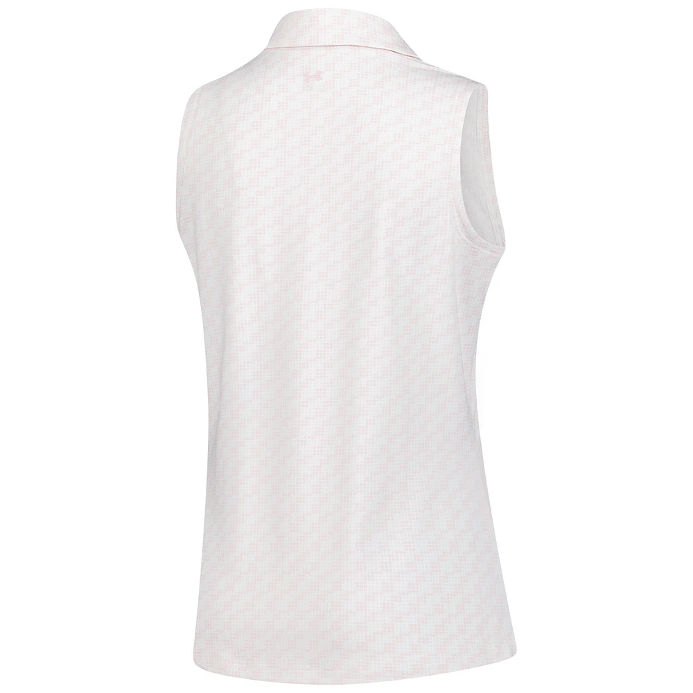 Women's Under Armour  Pink THE PLAYERS Drive Clubhouse Grid Sleeveless Polo