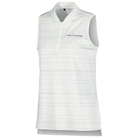 Women's adidas White THE PLAYERS Ultimate365 Stripe Sleeveless Quarter-Zip Polo