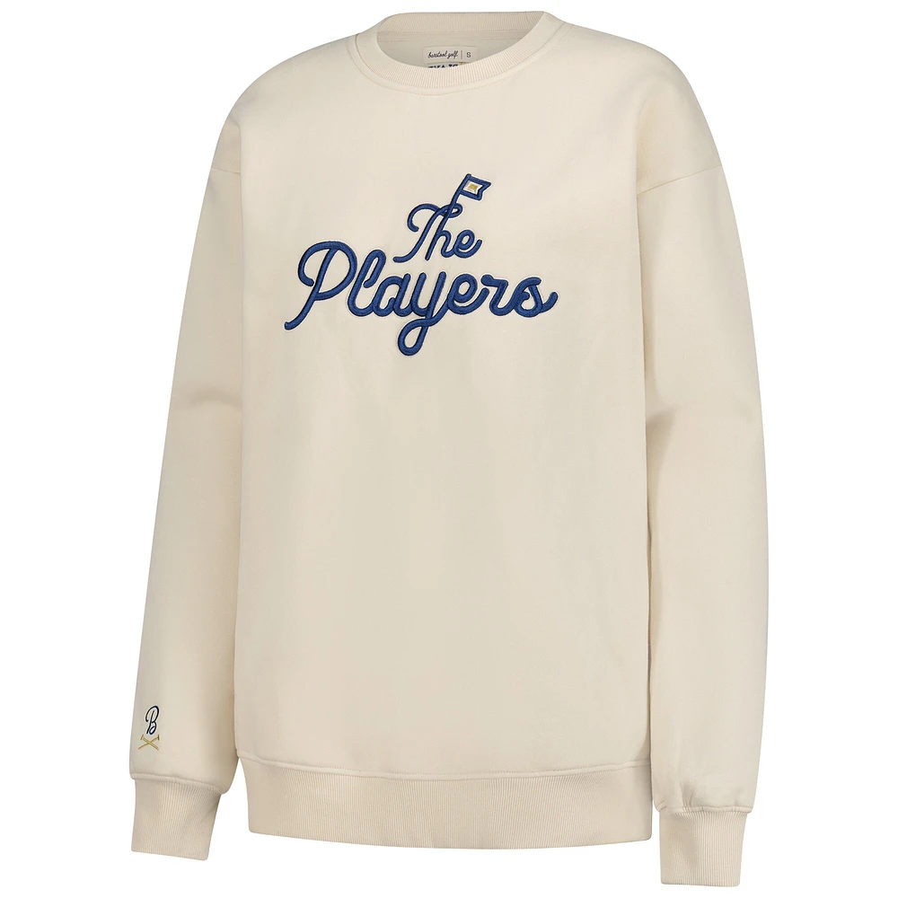 Sweat-shirt ras du cou surdimensionné Goldman pour femme Barstool Golf Tan THE PLAYERS