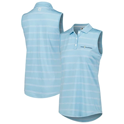 Women's FootJoy Blue THE PLAYERS Space Dye Stripe Sleeveless Polo