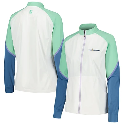 Veste blanche entièrement zippée FootJoy THE PLAYERS Color Block pour femme