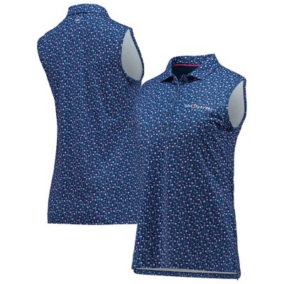 Women's Peter Millar Blue/Pink THE PLAYERS Perfect Fit Performance Sleeveless Polo