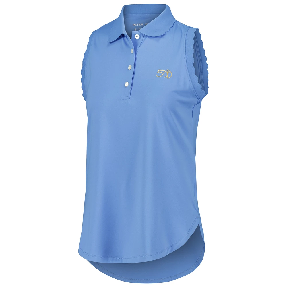 Polo Peter Millar bleu en jersey extensible sans manches pour femme THE PLAYERS 50e anniversaire opale