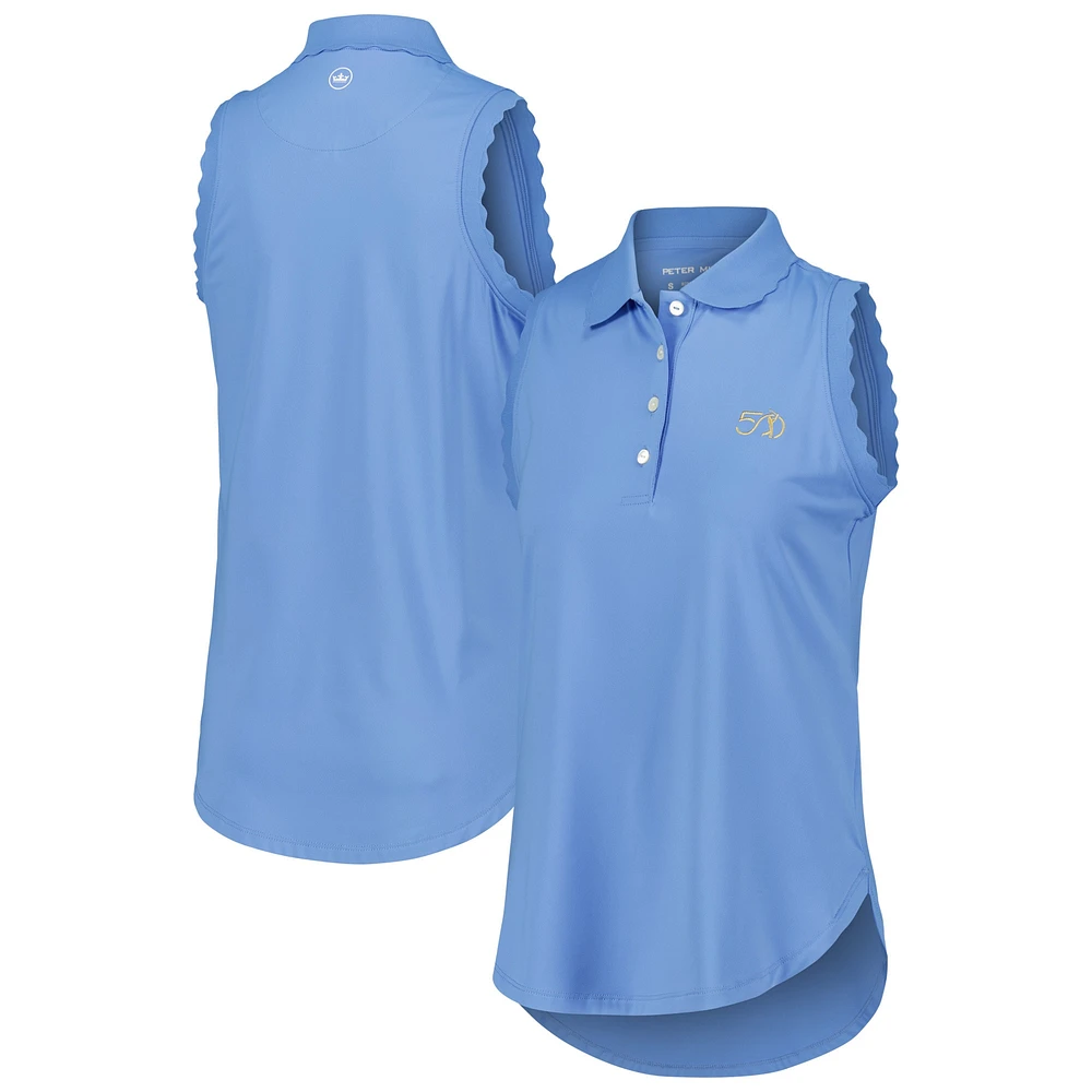 Polo Peter Millar bleu en jersey extensible sans manches pour femme THE PLAYERS 50e anniversaire opale