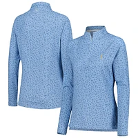 Women's Peter Millar Blue THE PLAYERS Printed Raglan Perth Quarter-Zip Top