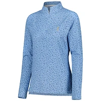 Women's Peter Millar Blue THE PLAYERS Printed Raglan Perth Quarter-Zip Top