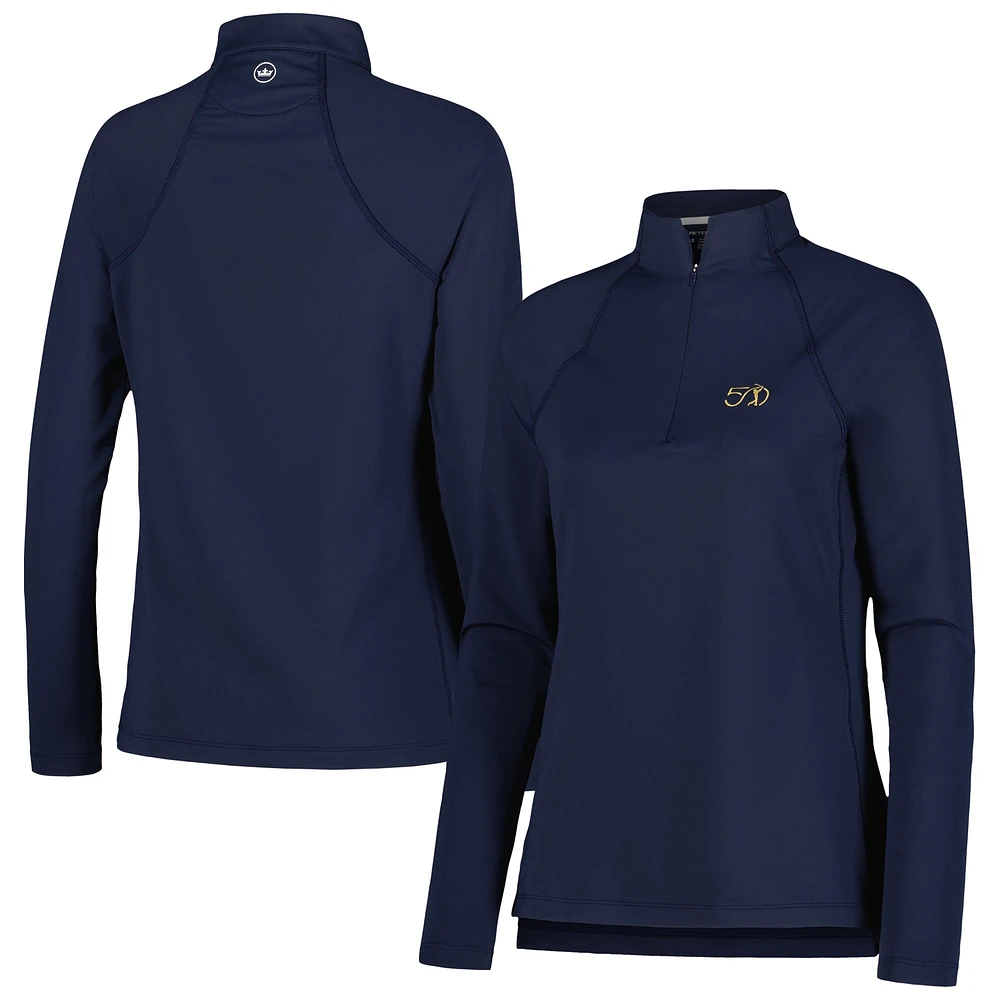 Women's Peter Millar Navy THE PLAYERS 50th Anniversary Perth Performance Raglan Quarter-Zip Top