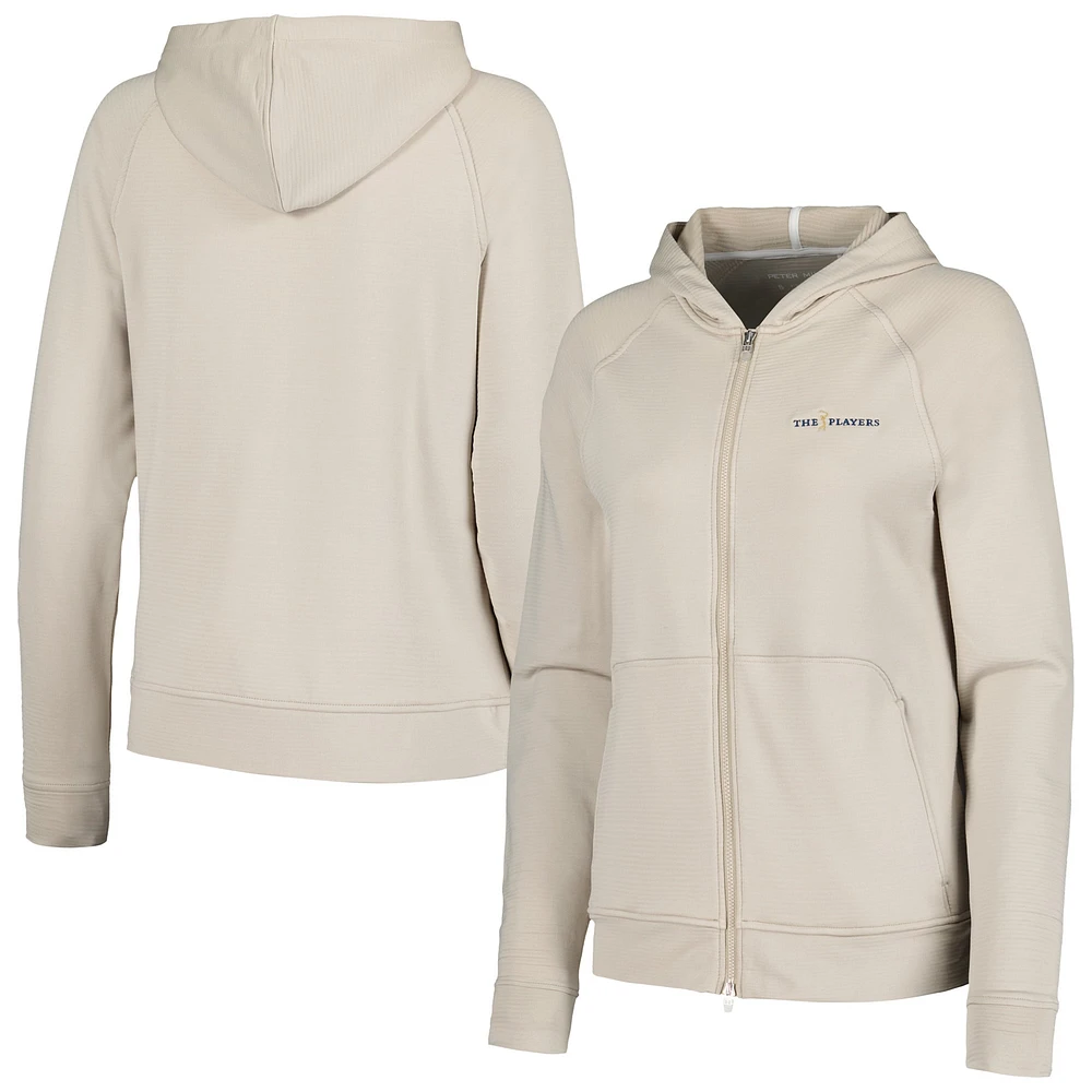 Sweat à capuche entièrement zippé Peter Millar Tan THE PLAYERS Beaumont Raglan pour femmes