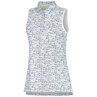 Women's Peter Millar White THE PLAYERS Banded Sport Mesh Birdie Print Sleeveless Polo