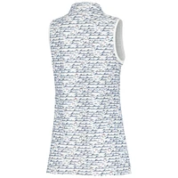 Women's Peter Millar White THE PLAYERS Banded Sport Mesh Birdie Print Sleeveless Polo