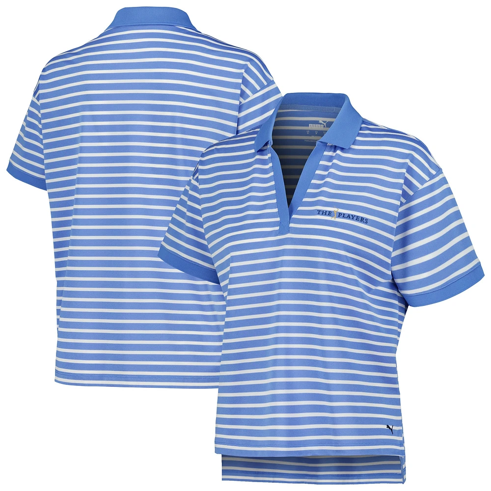 Women's Puma Blue/White THE PLAYERS Everyday Stripe Pique dryCELL Polo