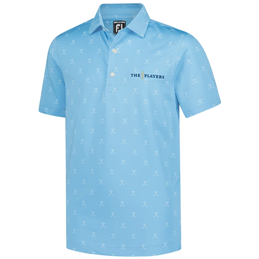 Youth FootJoy  Light Blue THE PLAYERS Golf Print Polo