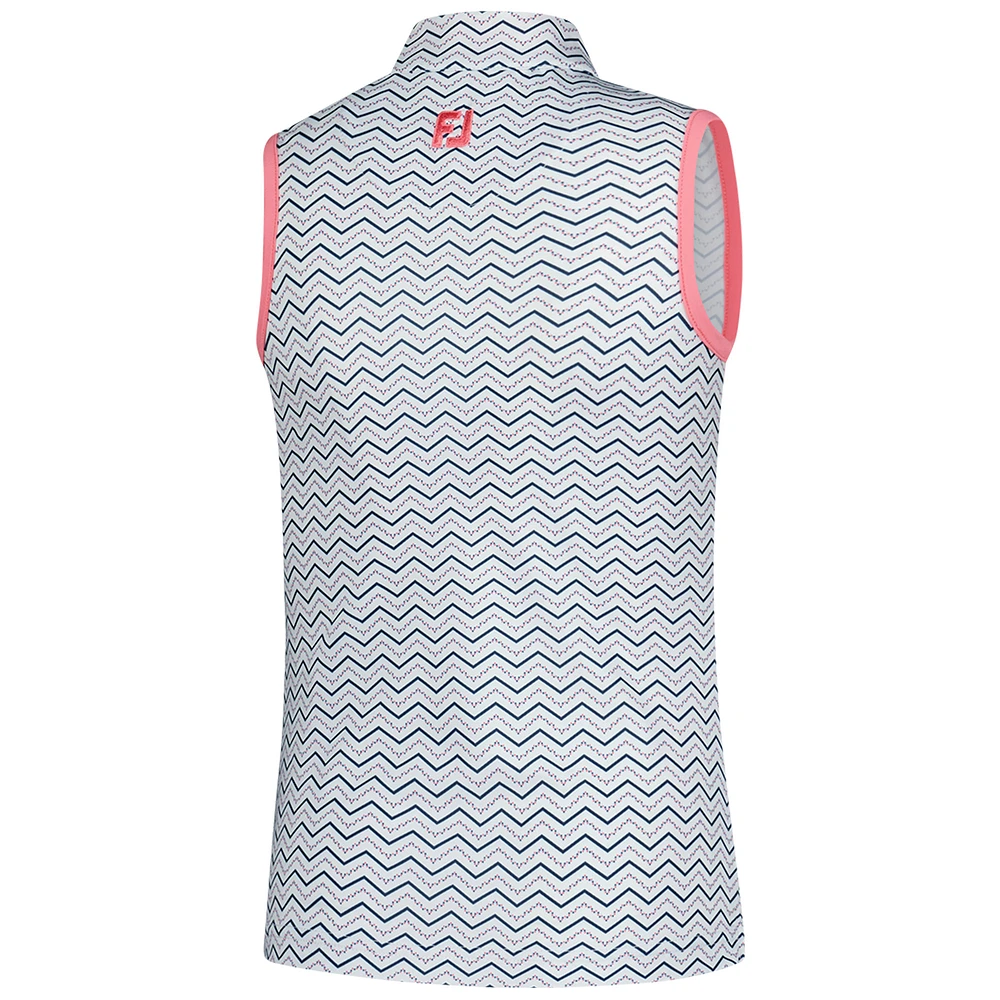 Polo sans manches à fermeture éclair quart de tour blanc FootJoy pour jeunes THE PLAYERS