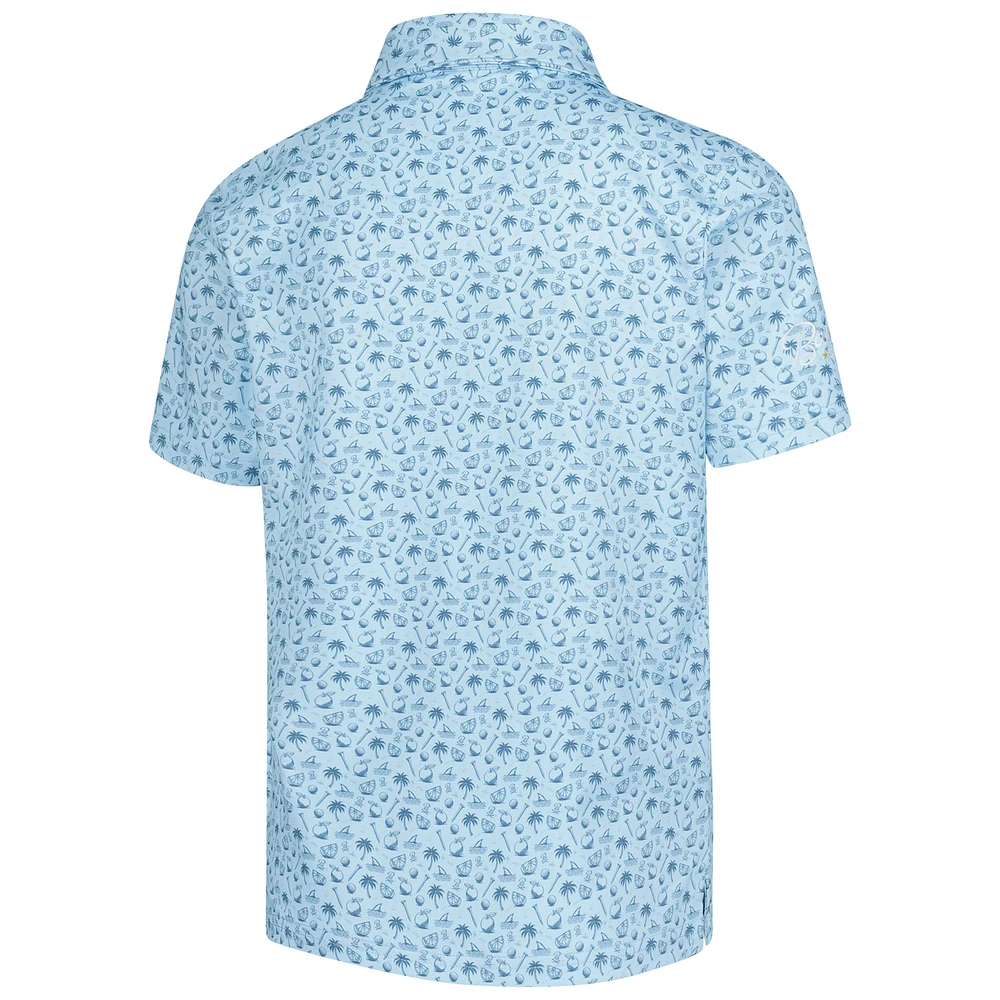 Youth Barstool Golf  Light Blue THE PLAYERS Florida Printed Polo