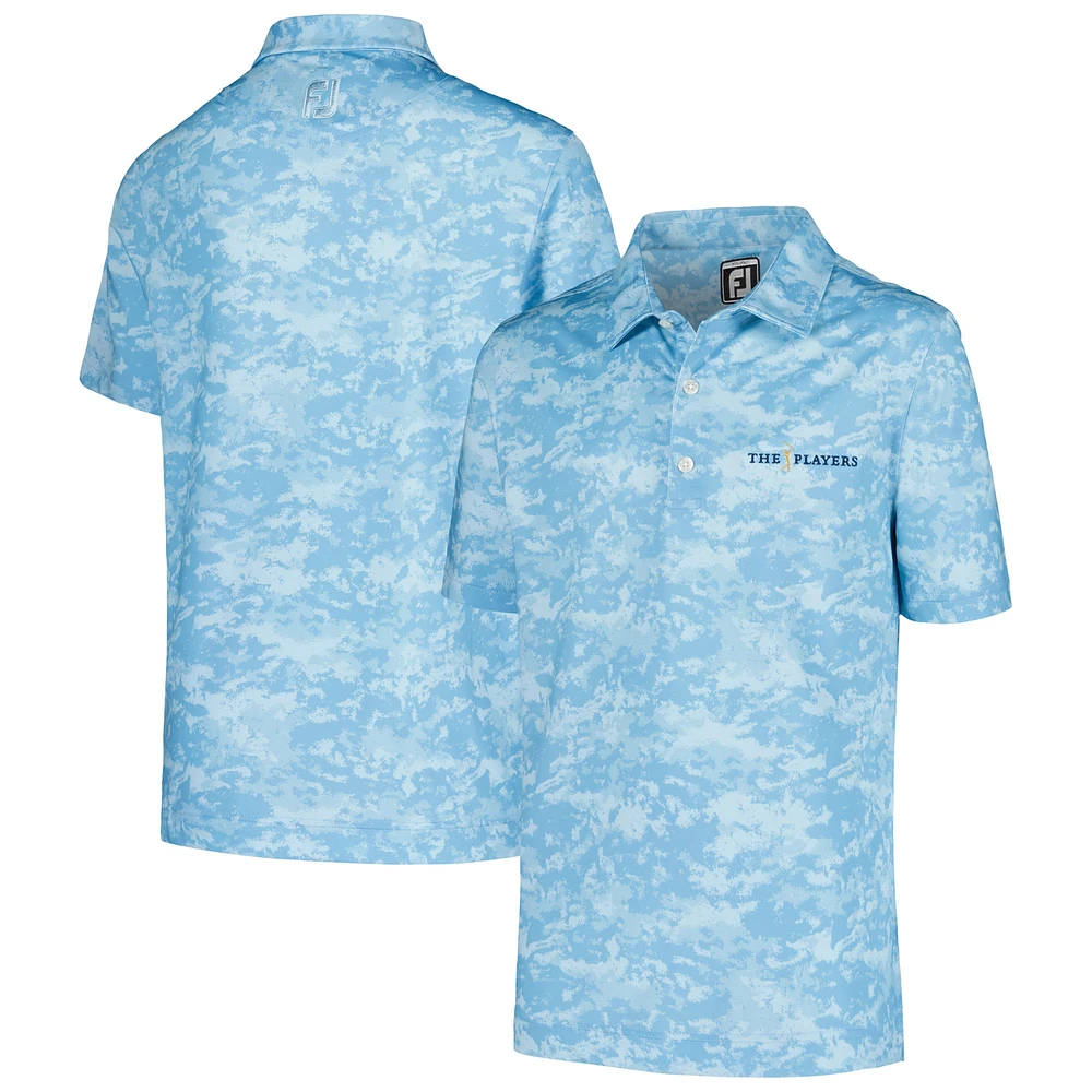 Youth FootJoy Light Blue THE PLAYERS Cloud Camo Print Polo