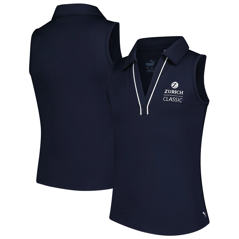 Polo sans manches à col en V passepoilé CLOUDSPUN bleu marine The Zurich Classic pour fille