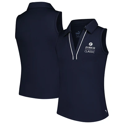 Polo sans manches à col en V passepoilé CLOUDSPUN bleu marine The Zurich Classic pour fille