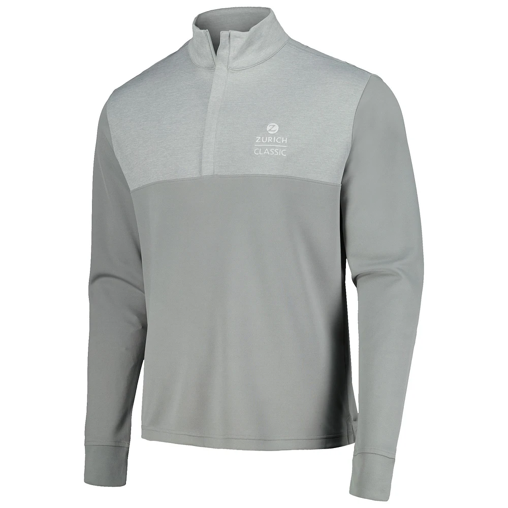 Men's FootJoy Gray Zurich Classic Heather Yoke Half-Zip Jacket