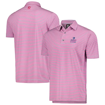 Polo ProDry à rayures en fil d'Écosse classique FootJoy Zurich rose pour hommes