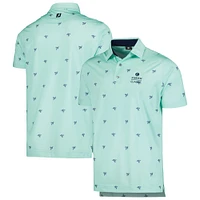 Polo FootJoy Turquoise Zurich Classic Thistle Print Lisle ProDry pour hommes