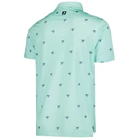 Men's FootJoy Turquoise Zurich Classic Thistle Print Lisle ProDry Polo