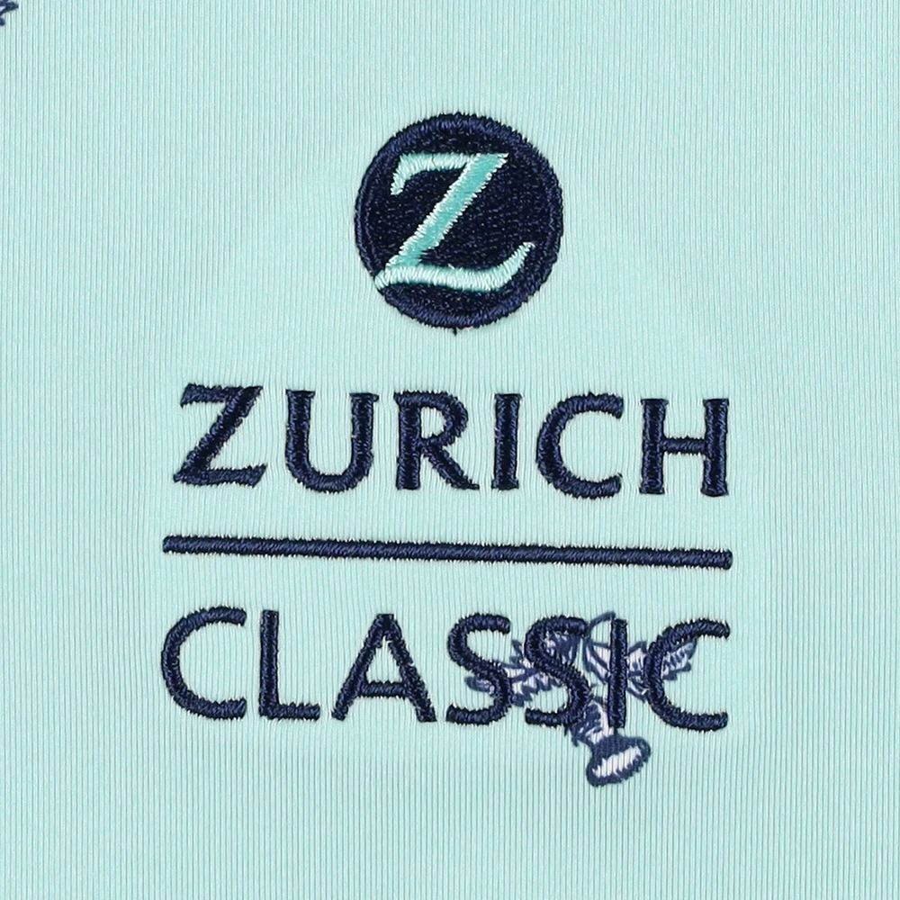 Polo FootJoy Turquoise Zurich Classic Thistle Print Lisle ProDry pour hommes