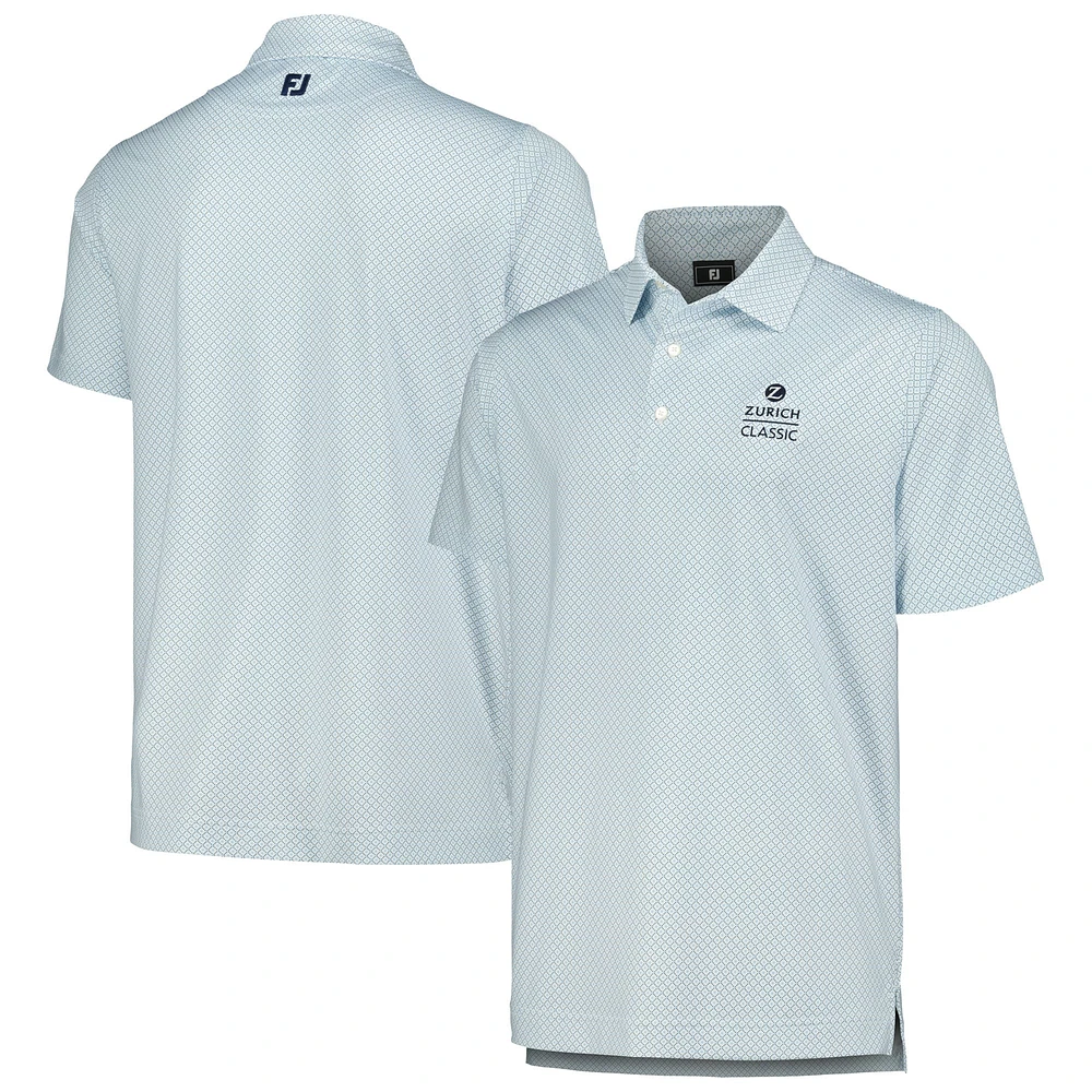 Men's FootJoy White Zurich Classic Dot Geo Lisle ProDry Polo