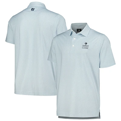 Polo FootJoy Zurich Classic Dot Geo Lisle ProDry blanc pour hommes