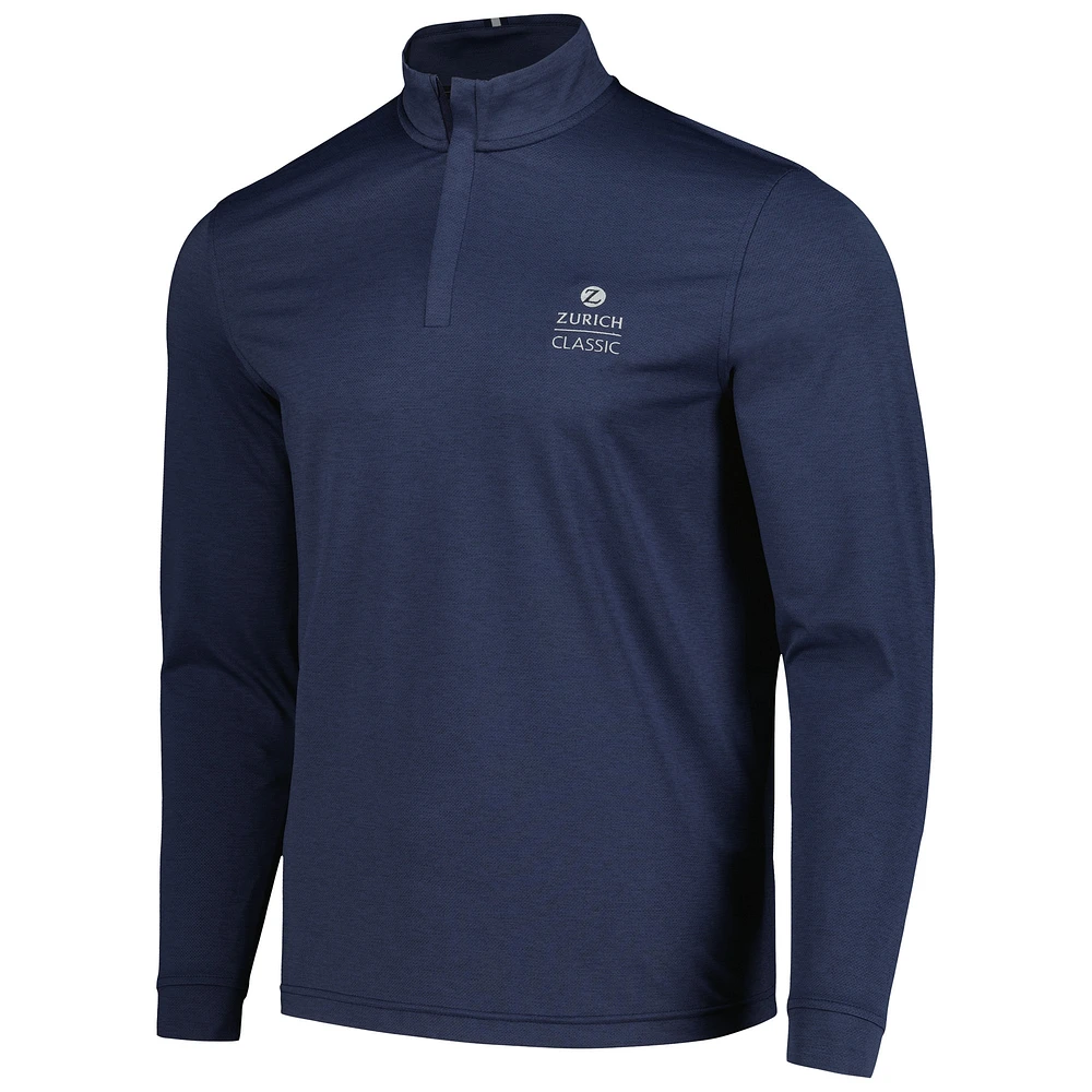 Men's Under Armour Navy The Zurich Classic Playoff 3.0 Heather Quarter-Zip Top