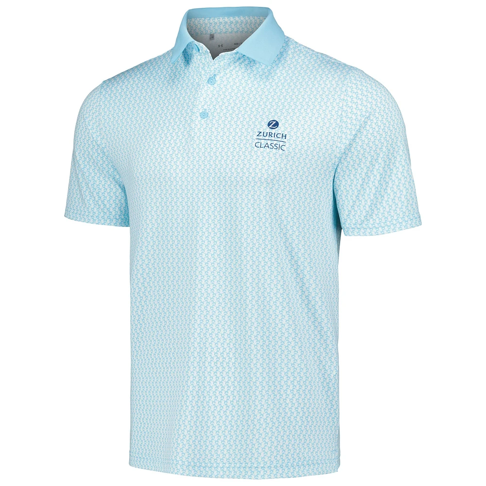 Men's Under Armour White/Light Blue The Zurich Classic Playoff 3.0 Crane Print Polo