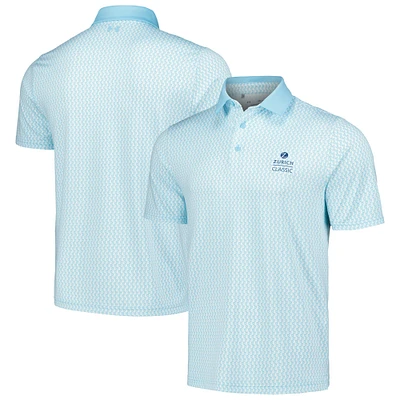 Under Armour Polo à imprimé grue The Zurich Classic Playoff 3.0 pour hommes, blanc/bleu clair