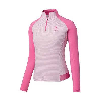 Women's FootJoy  Pink The Zurich Classic Raglan Striped Quarter-Zip Pullover