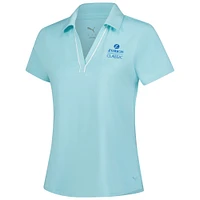 Women's Puma  Aqua The Zurich Classic CLOUDSPUN Piped V-Neck Polo