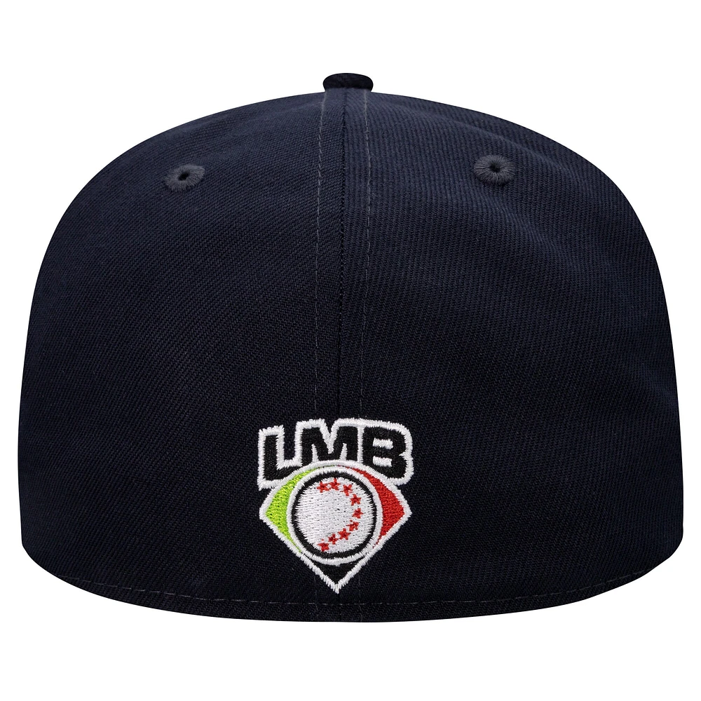 Casquette ajustée 59FIFTY de la ligue mexicaine des Tigres Quintana Roo New Era pour hommes, bleu marine