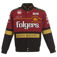 Men's JH Design  Maroon/Black Tim Richmond Folgers Twill Uniform Full-Snap Jacket