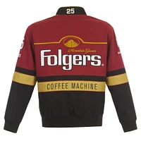 Men's JH Design  Maroon/Black Tim Richmond Folgers Twill Uniform Full-Snap Jacket