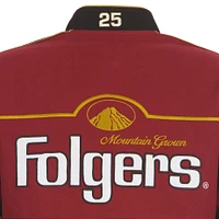 Men's JH Design  Maroon/Black Tim Richmond Folgers Twill Uniform Full-Snap Jacket