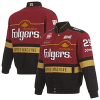 Men's JH Design  Maroon/Black Tim Richmond Folgers Twill Uniform Full-Snap Jacket