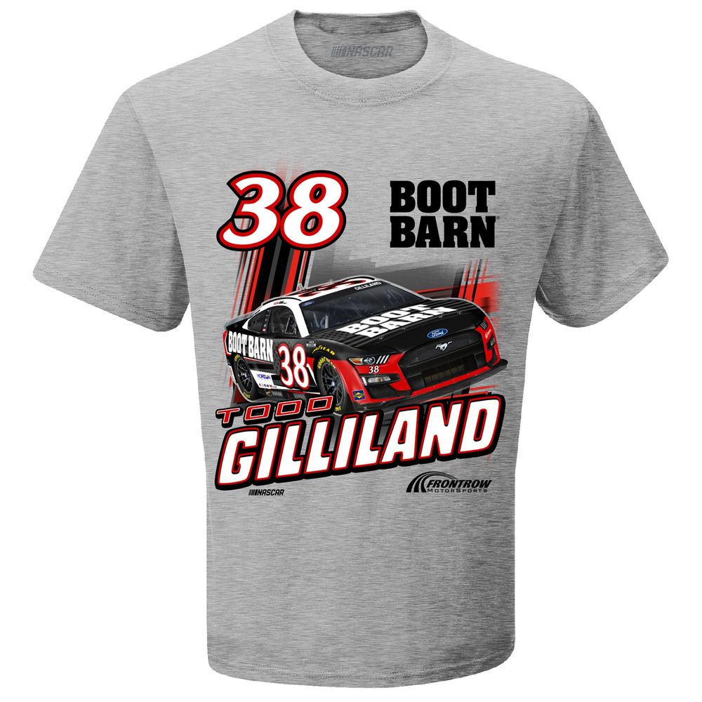 Men's Checkered Flag Heathered Gray Todd Gilliland Boot Barn 1-Spot Car T-Shirt