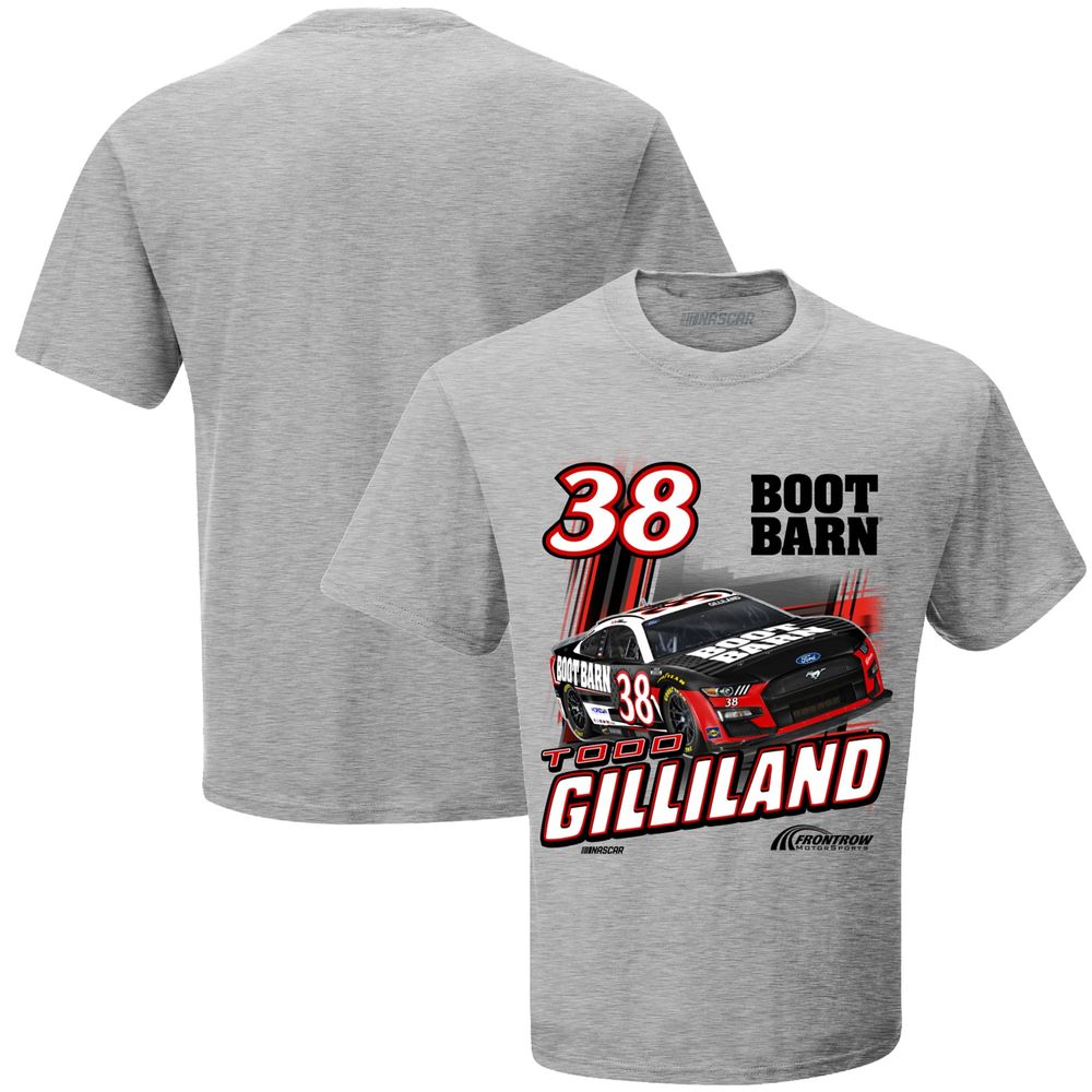 Men's Checkered Flag Heathered Gray Todd Gilliland Boot Barn 1-Spot Car T-Shirt