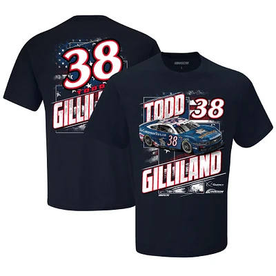 Men's Checkered Flag Sports Navy Todd Gilliland Quincy Compressors Patriotic Car T-Shirt