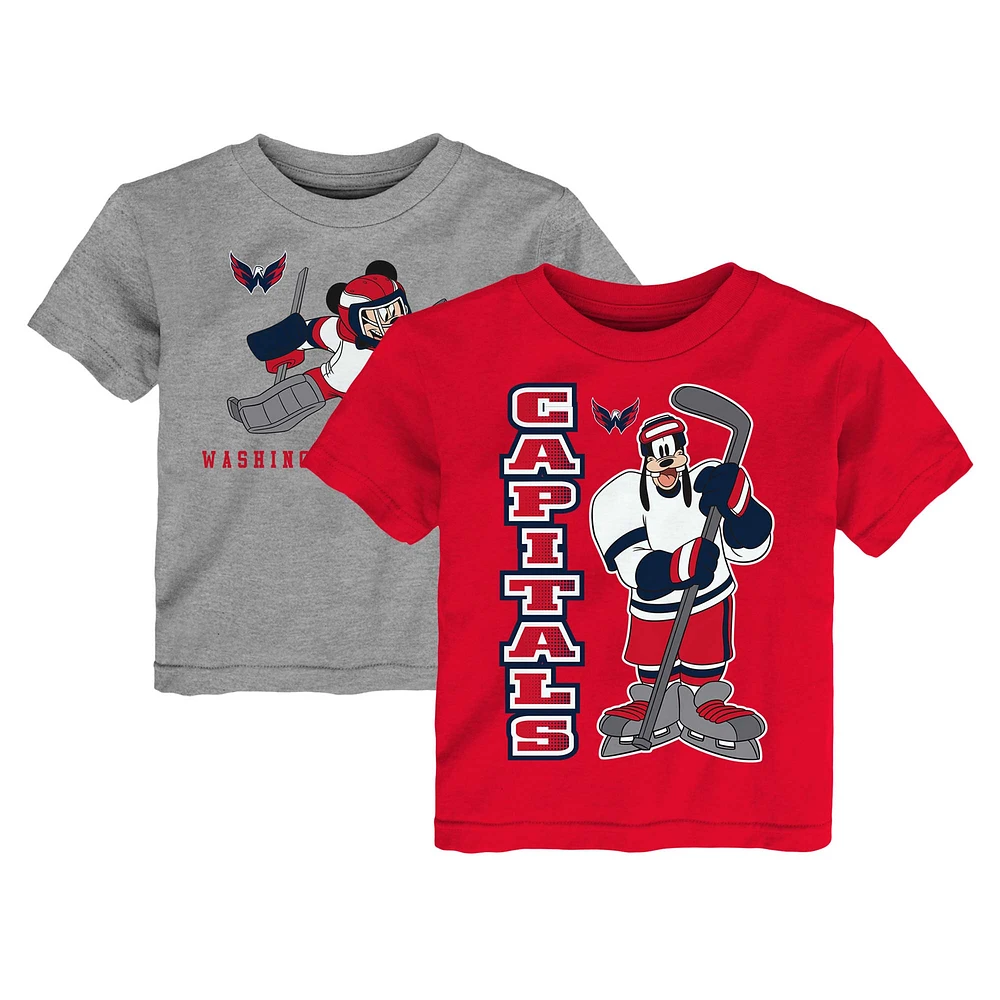 Toddler Red/Heather Gray Washington Capitals Two-Pack Disney Offense Only T-Shirt Set