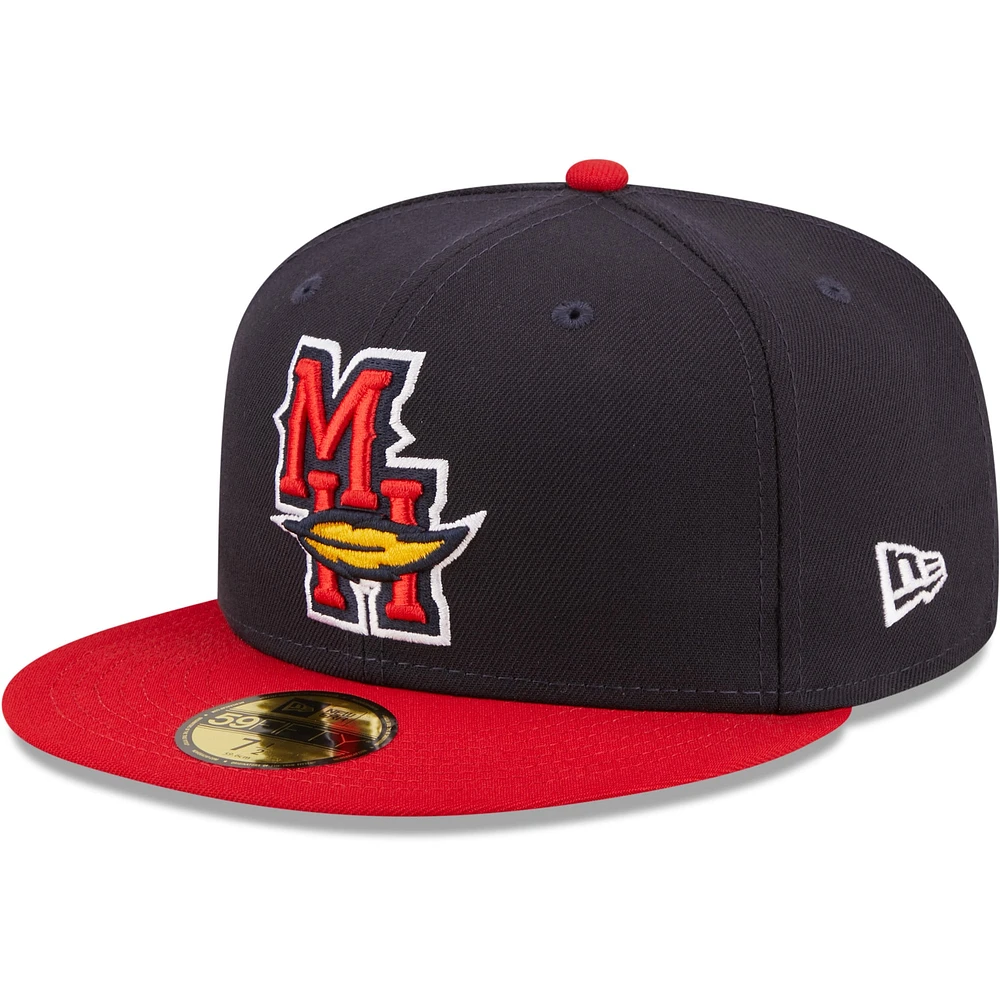 Casquette ajustée 59FIFTY Toledo Mud Hens Authentic Collection pour homme New Era bleu marine