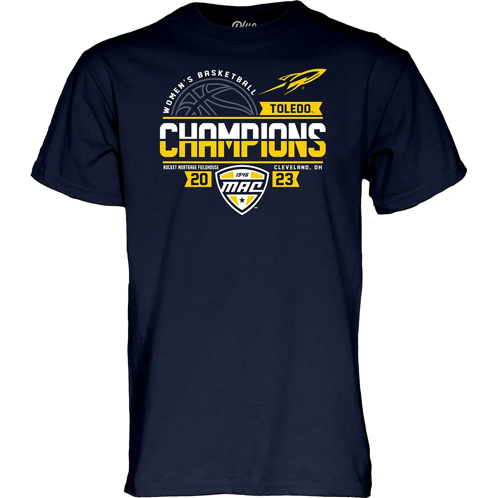 Blue 84  Navy Toledo Rockets 2023 MAC Women's College Basketball Conference Tournament Champions T-Shirt