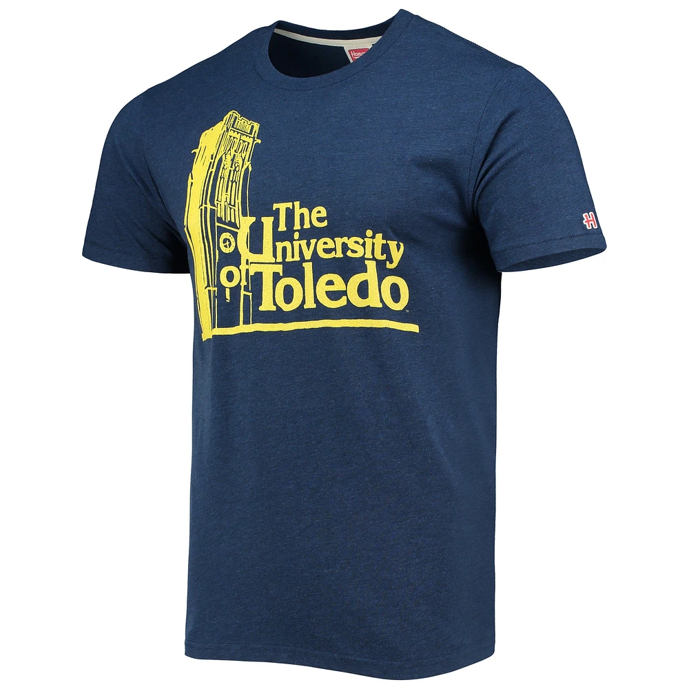 Men's Homage Navy Toledo Rockets Local Tri-Blend T-Shirt